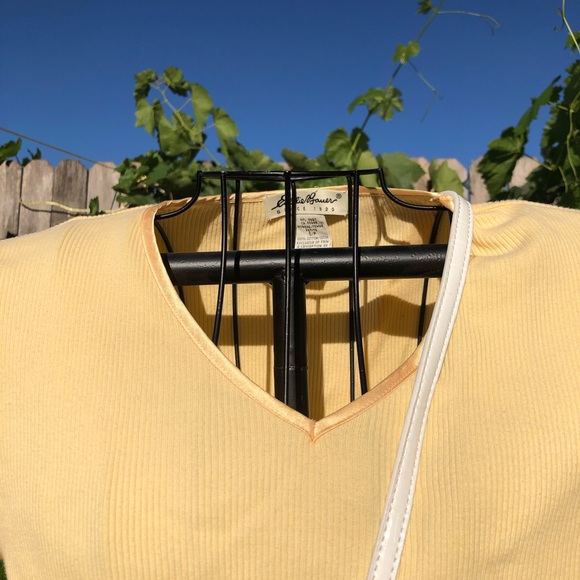 Eddie Bauer pastel yellow ribbed long sleeve shirt - Picture 7 of 8